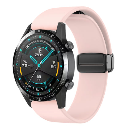 For Garmin Venu / Venu Sq / Venu Sq 2 /  Venu 2 Plus Watch Band 20mm Silicone Wrist Strap with Magnetic Folding Black Buckle