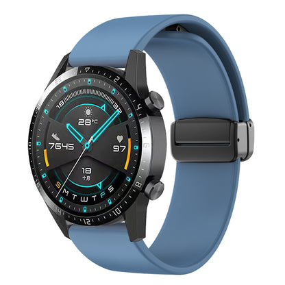 For Garmin Venu / Venu Sq / Venu Sq 2 /  Venu 2 Plus Watch Band 20mm Silicone Wrist Strap with Magnetic Folding Black Buckle