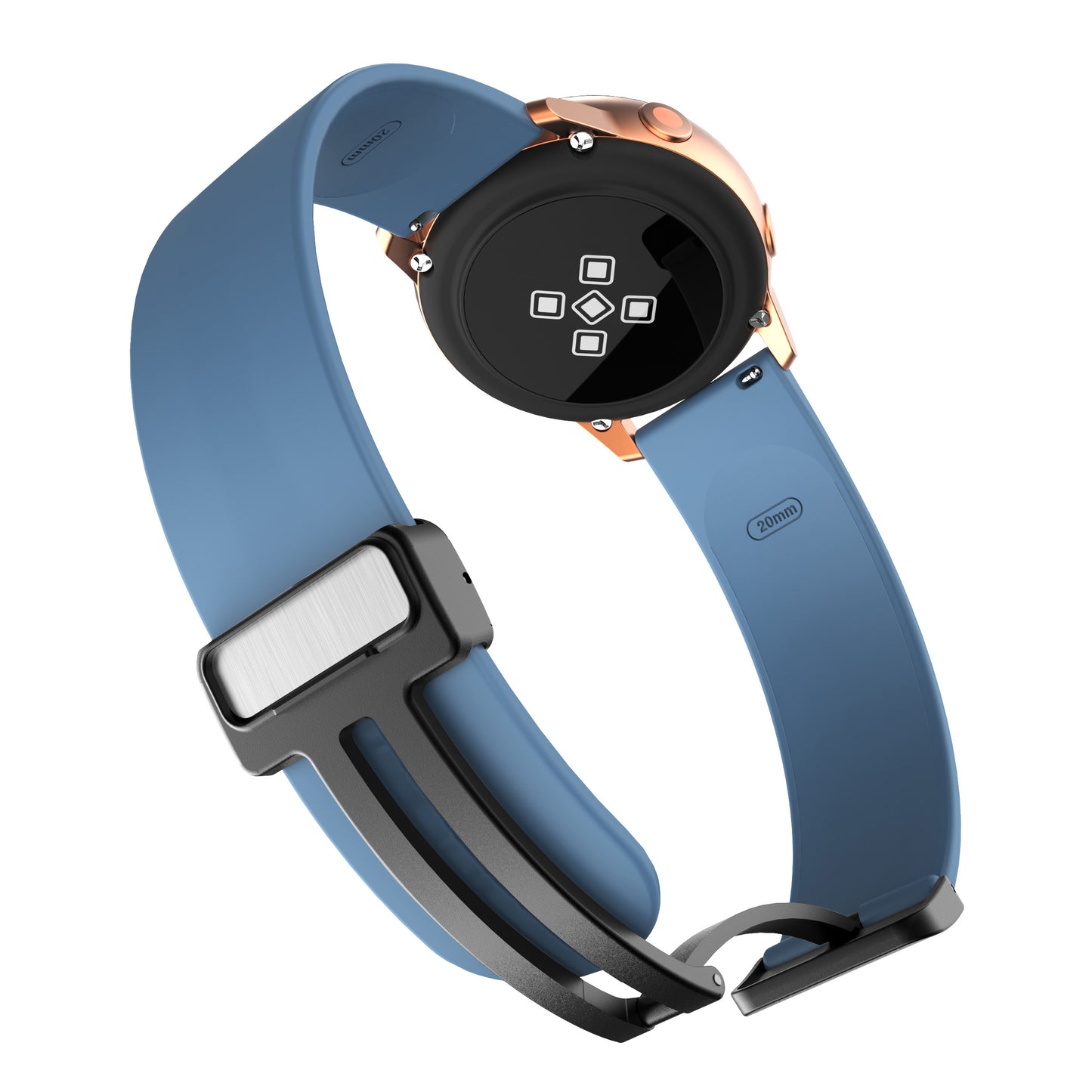 For Garmin Venu / Venu Sq / Venu Sq 2 /  Venu 2 Plus Watch Band 20mm Silicone Wrist Strap with Magnetic Folding Black Buckle