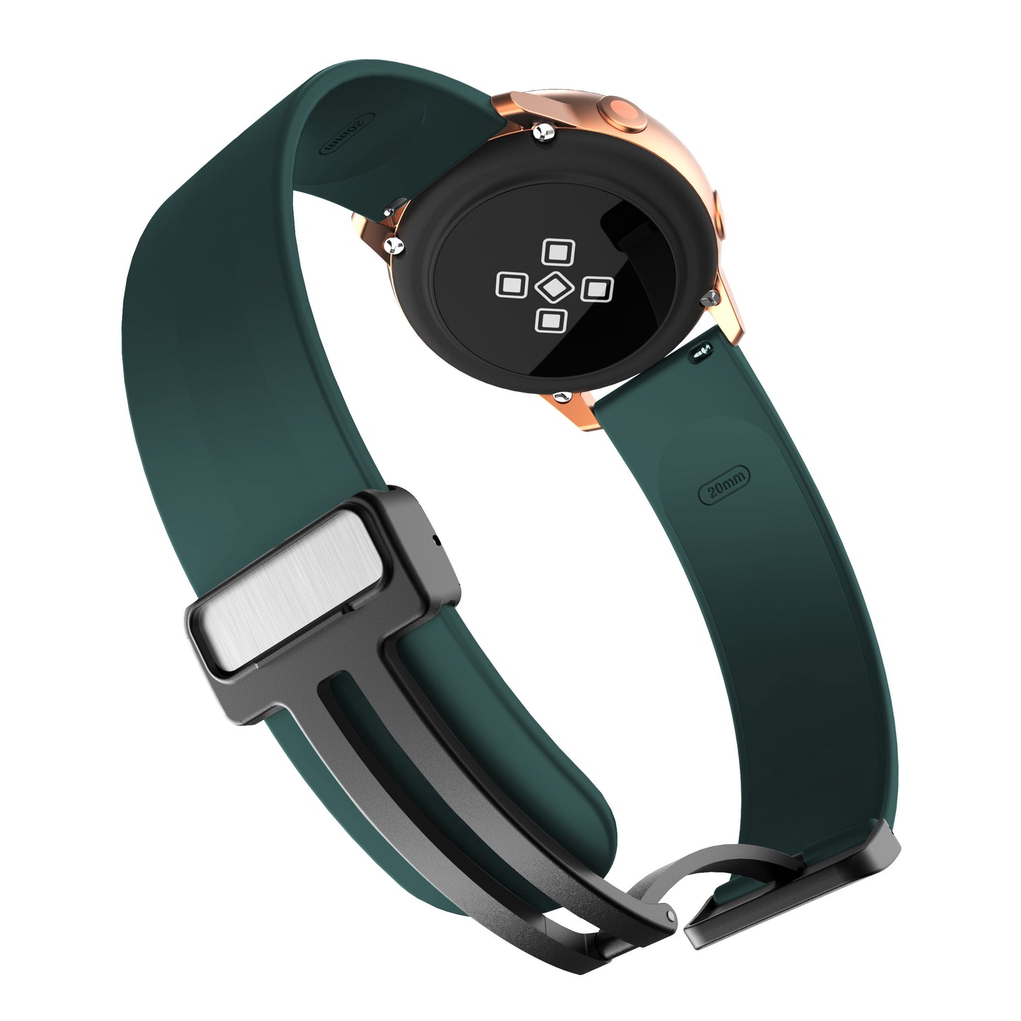 For Garmin Venu / Venu Sq / Venu Sq 2 /  Venu 2 Plus Watch Band 20mm Silicone Wrist Strap with Magnetic Folding Black Buckle