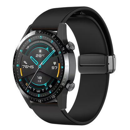 For Garmin Venu / Venu Sq / Venu Sq 2 /  Venu 2 Plus Watch Band 20mm Silicone Wrist Strap with Magnetic Folding Black Buckle