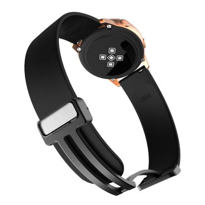 For Garmin Venu / Venu Sq / Venu Sq 2 /  Venu 2 Plus Watch Band 20mm Silicone Wrist Strap with Magnetic Folding Black Buckle
