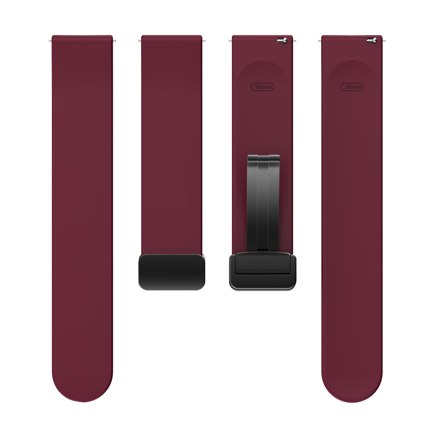 For Garmin Venu / Venu Sq / Venu Sq 2 /  Venu 2 Plus Watch Band 20mm Silicone Wrist Strap with Magnetic Folding Black Buckle