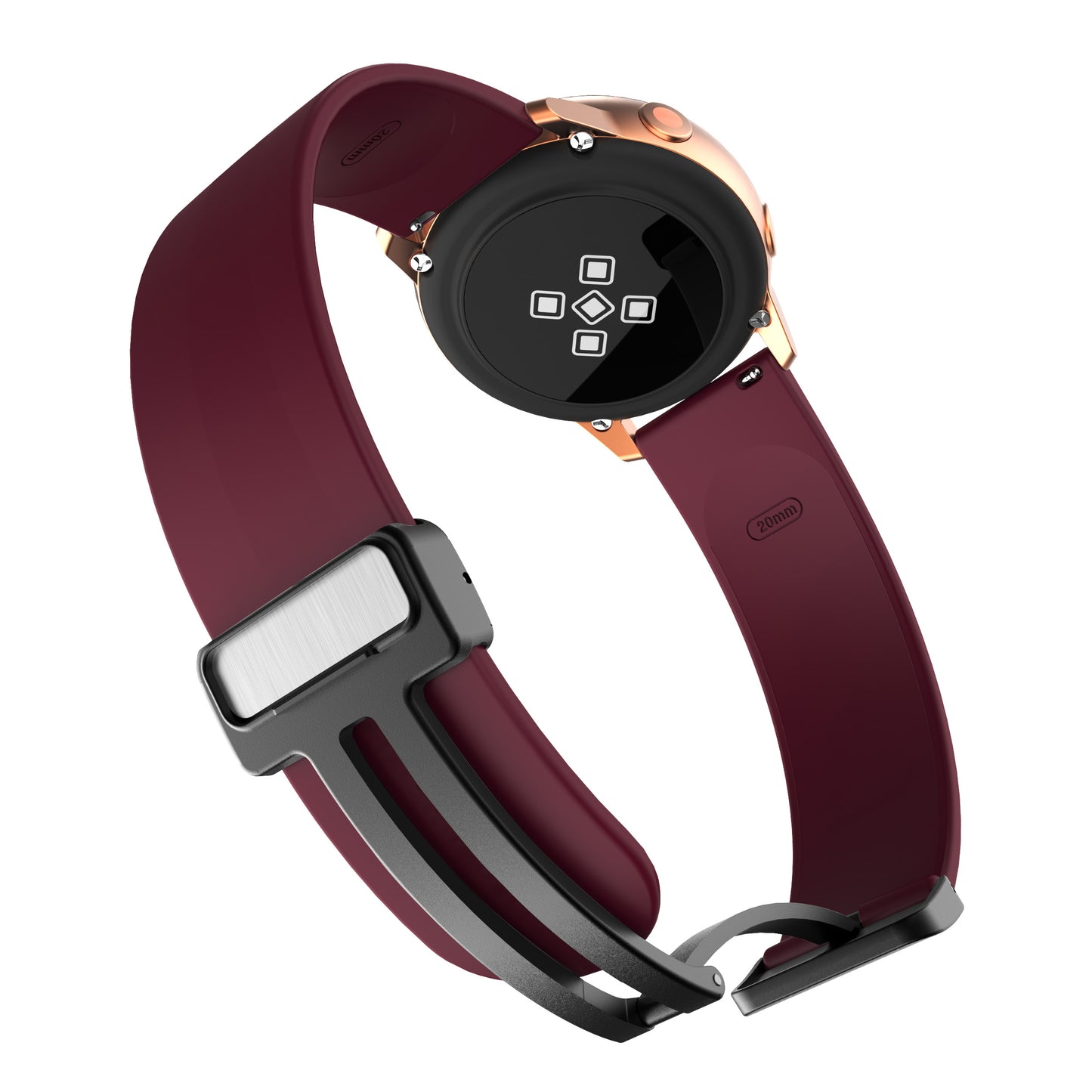 For Garmin Venu / Venu Sq / Venu Sq 2 /  Venu 2 Plus Watch Band 20mm Silicone Wrist Strap with Magnetic Folding Black Buckle