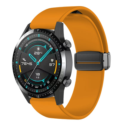 For Garmin Venu / Venu Sq / Venu Sq 2 /  Venu 2 Plus Watch Band 20mm Silicone Wrist Strap with Magnetic Folding Black Buckle