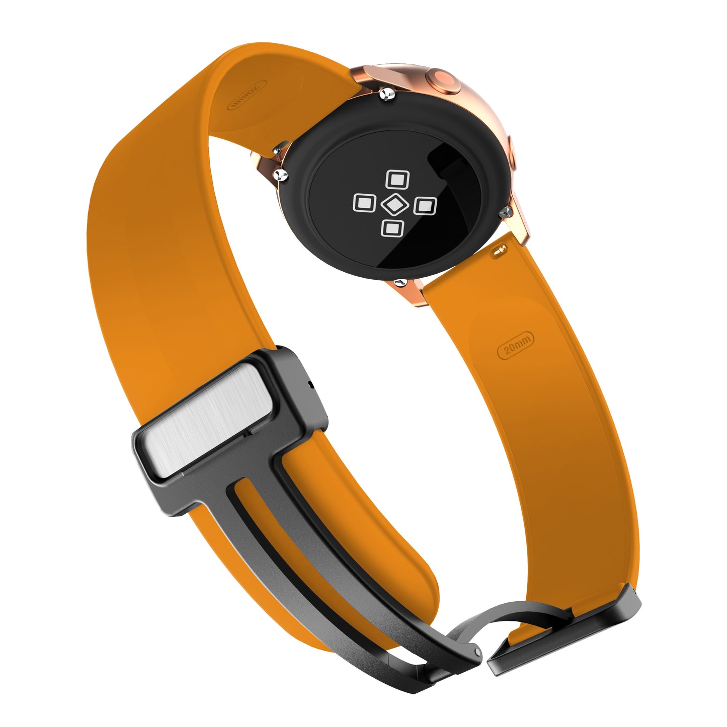 For Garmin Venu / Venu Sq / Venu Sq 2 /  Venu 2 Plus Watch Band 20mm Silicone Wrist Strap with Magnetic Folding Black Buckle
