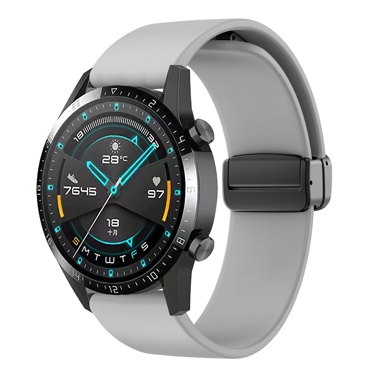 For Garmin Venu / Venu Sq / Venu Sq 2 /  Venu 2 Plus Watch Band 20mm Silicone Wrist Strap with Magnetic Folding Black Buckle