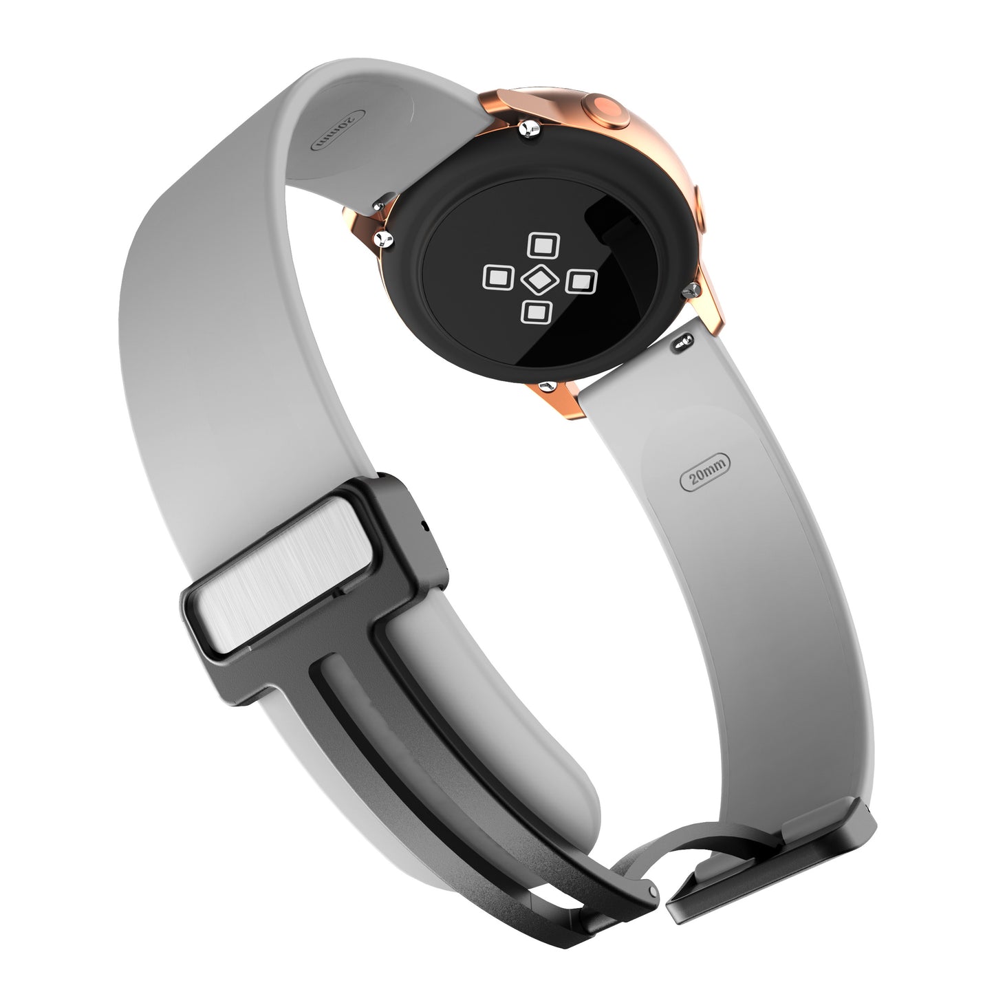 For Garmin Venu / Venu Sq / Venu Sq 2 /  Venu 2 Plus Watch Band 20mm Silicone Wrist Strap with Magnetic Folding Black Buckle