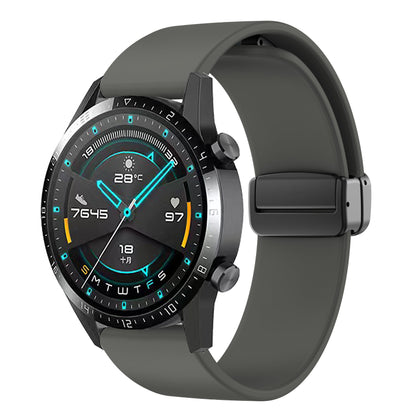 For Garmin Venu / Venu Sq / Venu Sq 2 /  Venu 2 Plus Watch Band 20mm Silicone Wrist Strap with Magnetic Folding Black Buckle