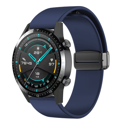 For Garmin Venu / Venu Sq / Venu Sq 2 /  Venu 2 Plus Watch Band 20mm Silicone Wrist Strap with Magnetic Folding Black Buckle
