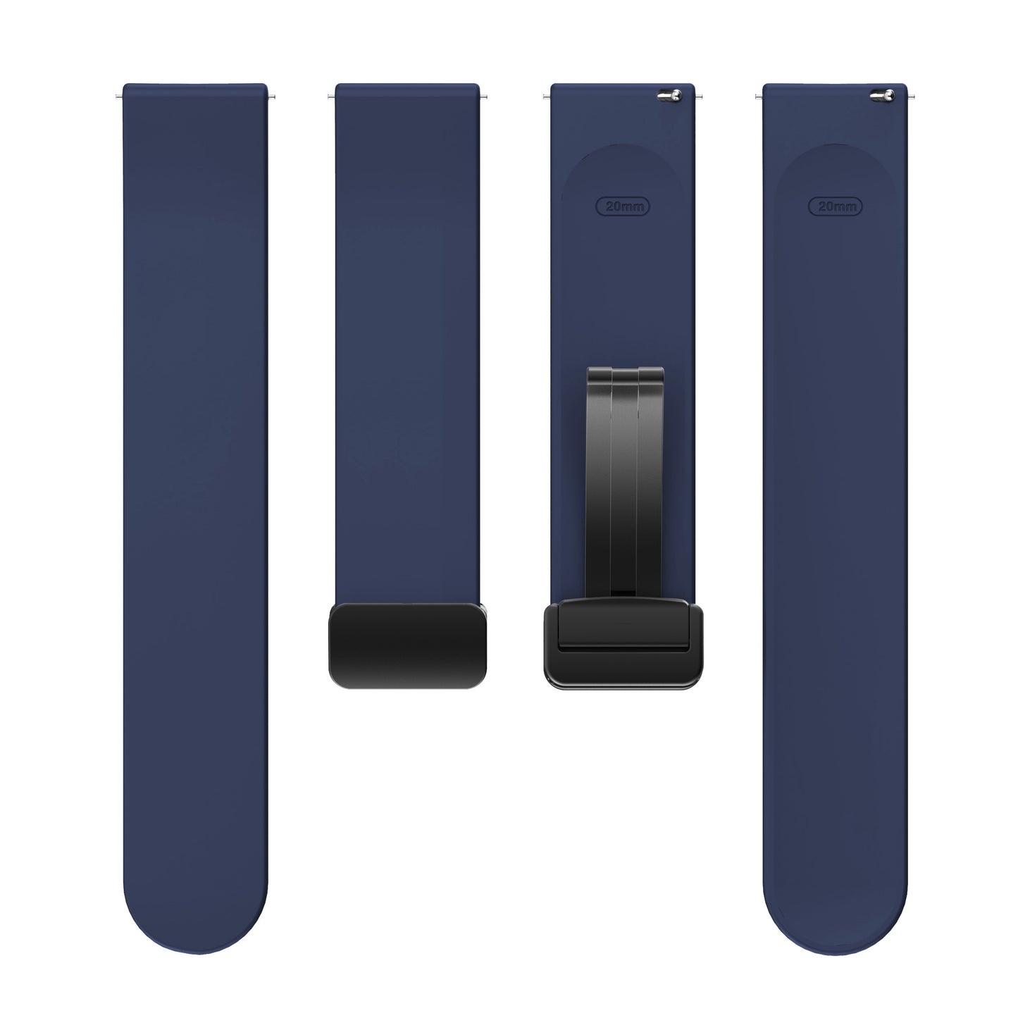 For Garmin Venu / Venu Sq / Venu Sq 2 /  Venu 2 Plus Watch Band 20mm Silicone Wrist Strap with Magnetic Folding Black Buckle