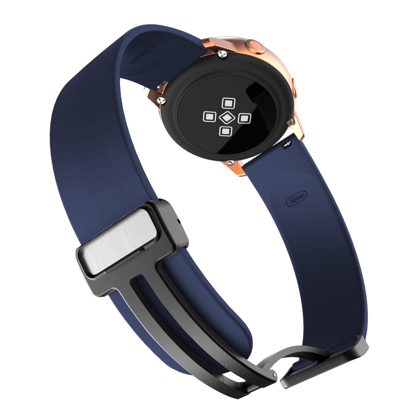 For Garmin Venu / Venu Sq / Venu Sq 2 /  Venu 2 Plus Watch Band 20mm Silicone Wrist Strap with Magnetic Folding Black Buckle