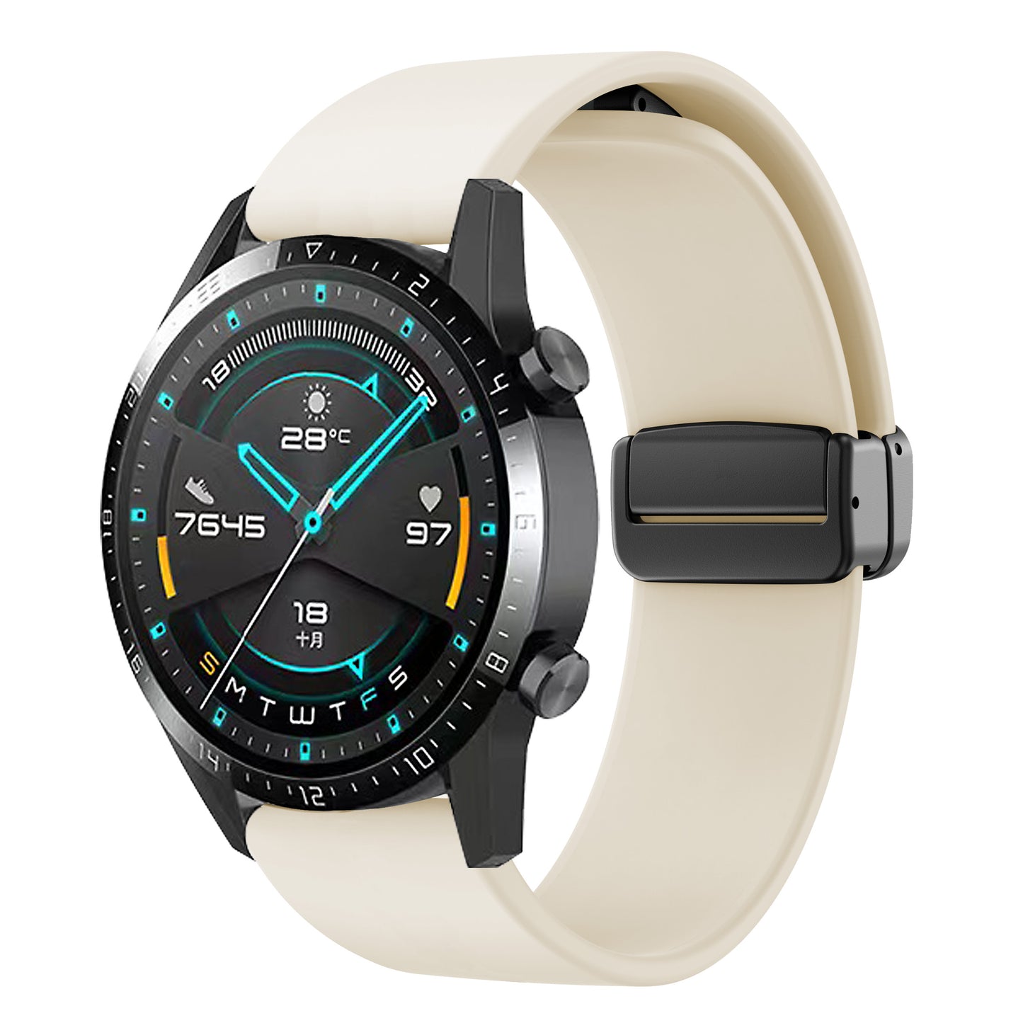 For Garmin Venu / Venu Sq / Venu Sq 2 /  Venu 2 Plus Watch Band 20mm Silicone Wrist Strap with Magnetic Folding Black Buckle