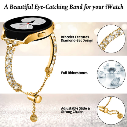 For Samsung Galaxy Watch Active / Watch Active2 44mm / Active2 40mm Rhinestone Jewelry Watch Strap 20mm Sliding Metal Wrist Band