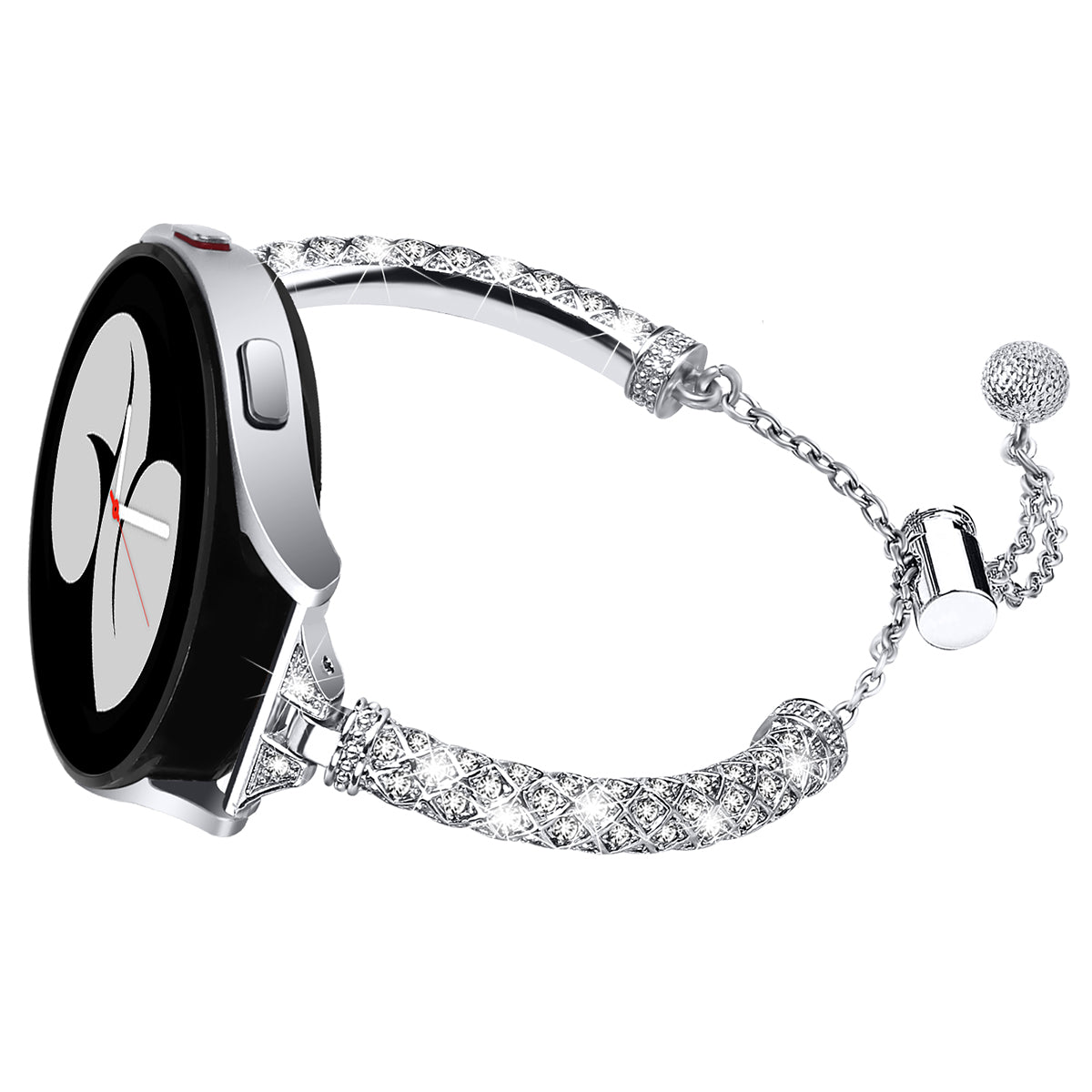 For Samsung Galaxy Watch Active / Watch Active2 44mm / Active2 40mm Rhinestone Jewelry Watch Strap 20mm Sliding Metal Wrist Band