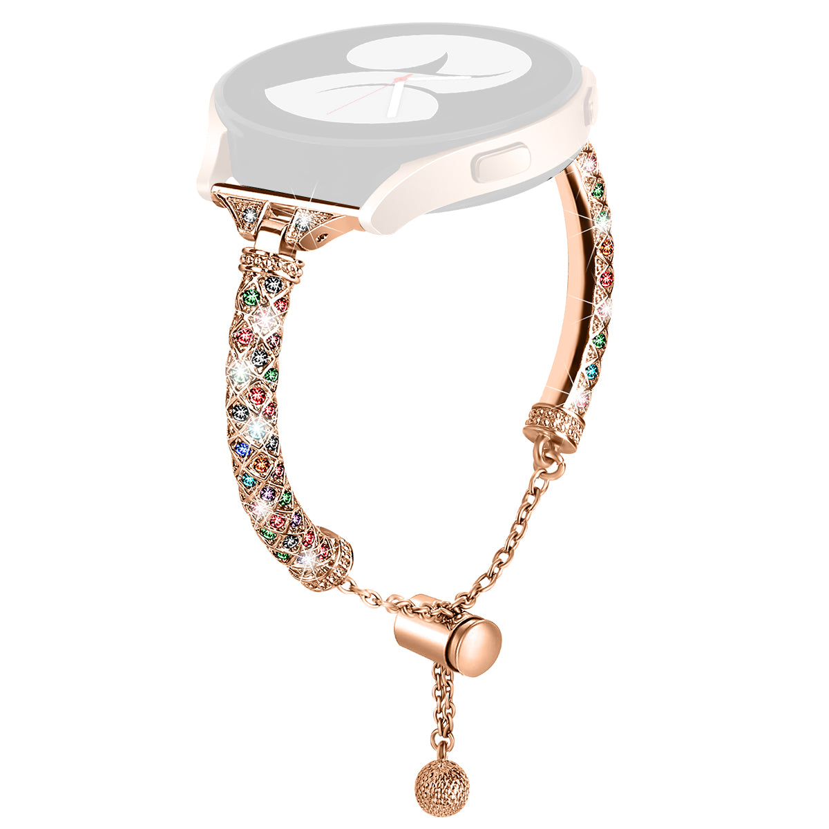 For Samsung Galaxy Watch Active / Watch Active2 44mm / Active2 40mm Rhinestone Jewelry Watch Strap 20mm Sliding Metal Wrist Band