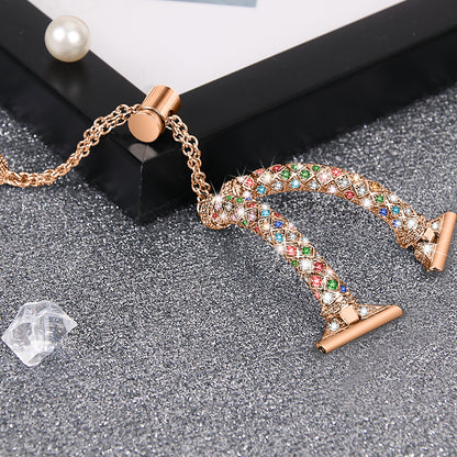 For Samsung Galaxy Watch Active / Watch Active2 44mm / Active2 40mm Rhinestone Jewelry Watch Strap 20mm Sliding Metal Wrist Band