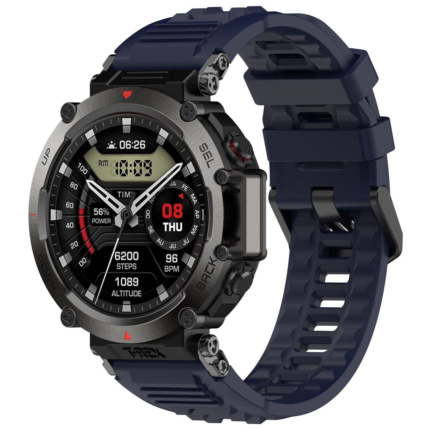 For Huami Amazfit T-rex Ultra A2142 Silicone Watch Strap Adjustable Wrist Band