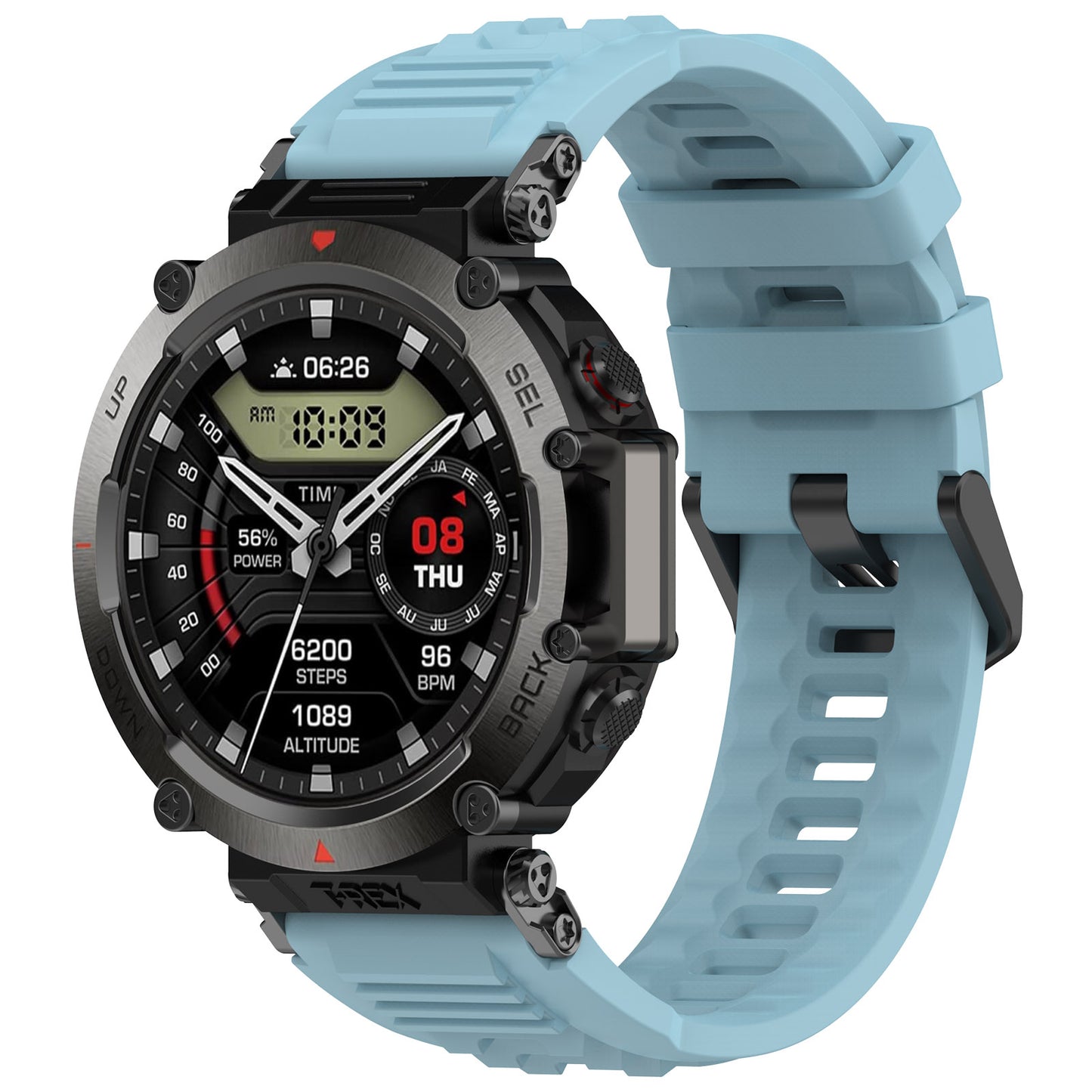 For Huami Amazfit T-rex Ultra A2142 Silicone Watch Strap Adjustable Wrist Band