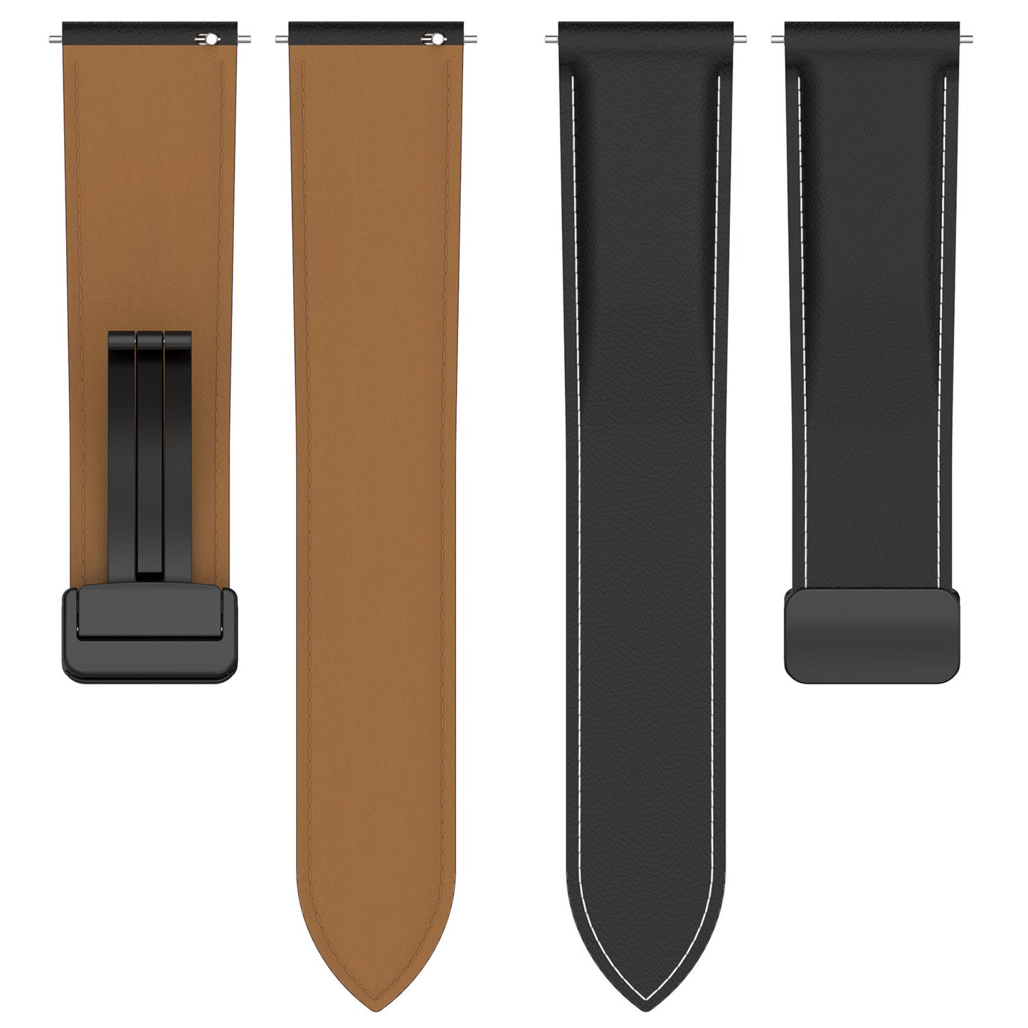 For Samsung Galaxy Watch 6 40mm 44mm / Watch 5 40mm 44mm Watch Band 20mm Genuine Cow Leather Folding Buckle Wrist Strap