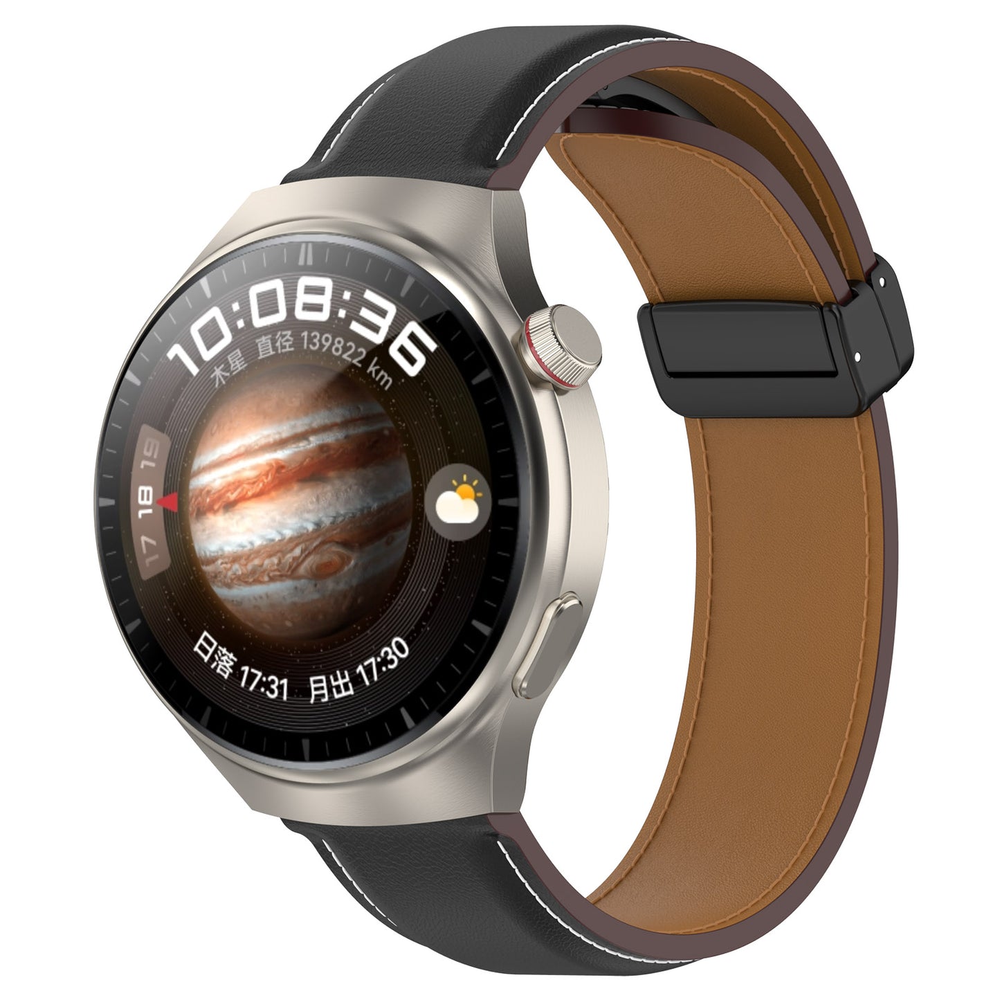 For Huawei Watch Buds / Watch 4 Pro / Watch 3 Pro Genuine Cow Leather Watch Strap 22mm Folding Buckle Wristband