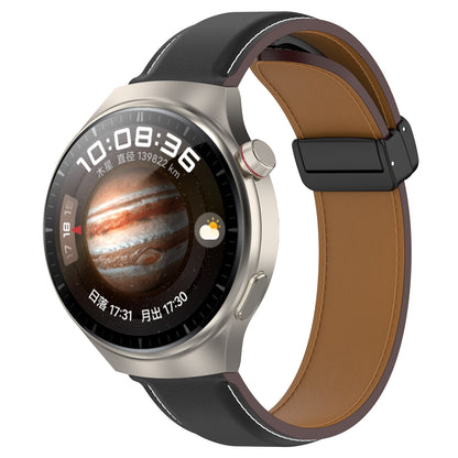 For Huawei Watch Buds / Watch 4 Pro / Watch 3 Pro Genuine Cow Leather Watch Strap 22mm Folding Buckle Wristband