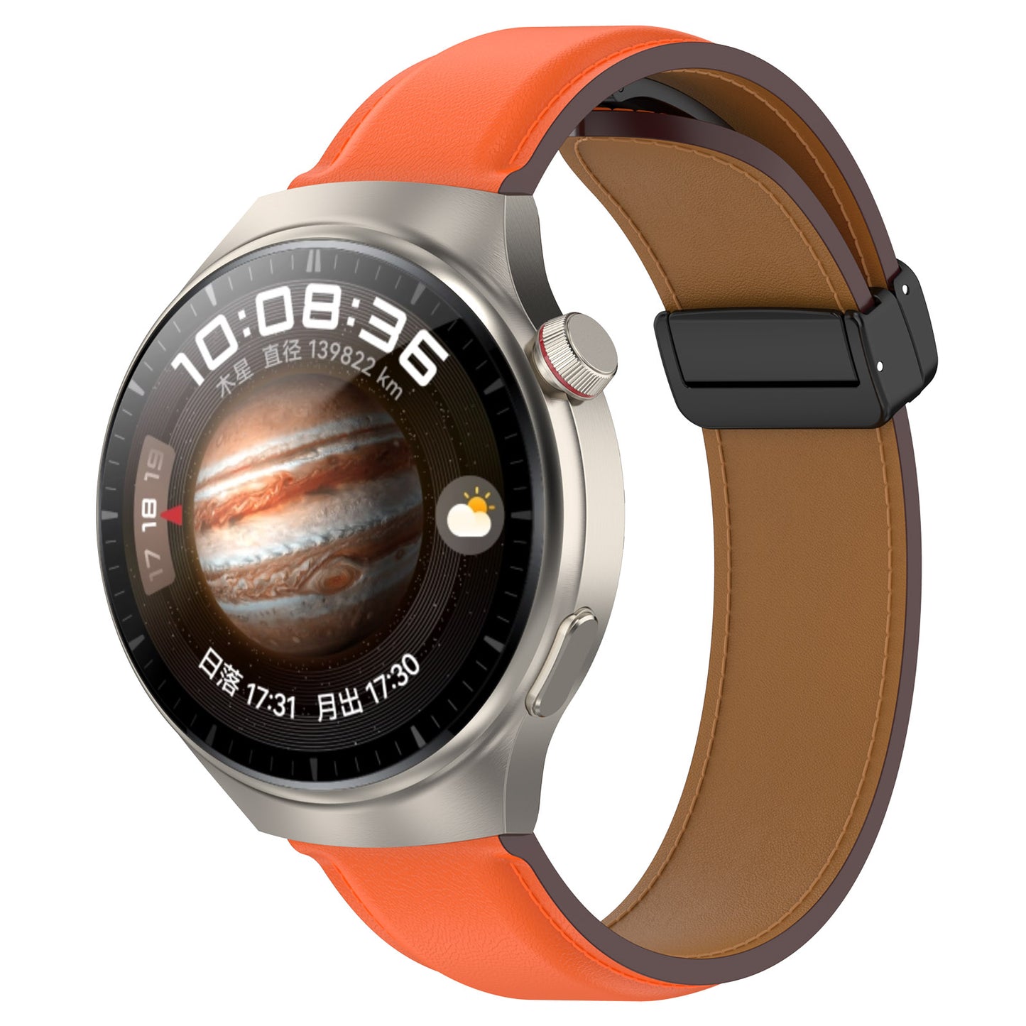 For Huawei Watch Buds / Watch 4 Pro / Watch 3 Pro Genuine Cow Leather Watch Strap 22mm Folding Buckle Wristband