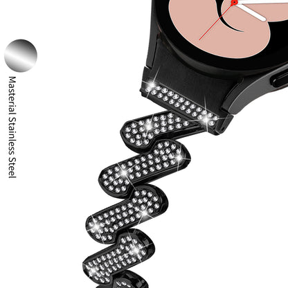 For Samsung Galaxy Watch4 40 / 44mm / Watch 5 40 / 44mm / Watch4 Classic 42 / 46mm Metal Rhinestone Watch Band with Connector