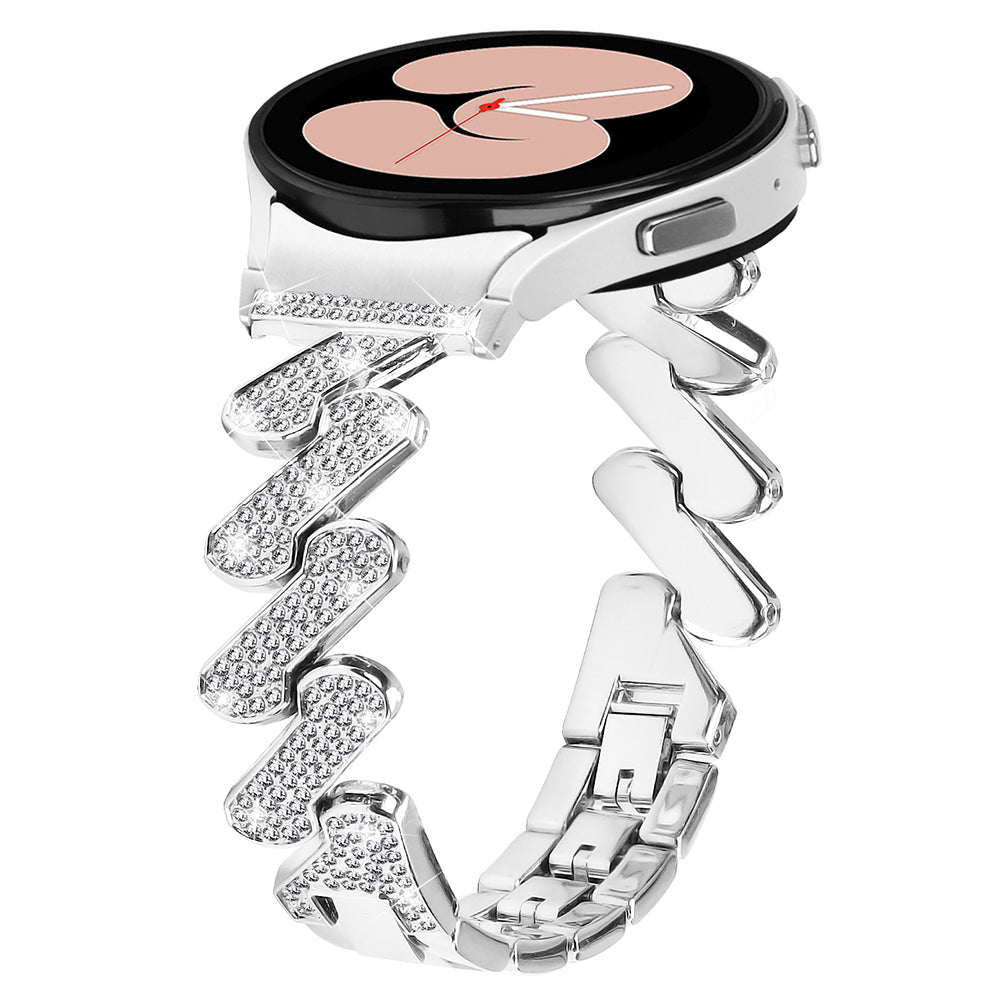 For Samsung Galaxy Watch4 40 / 44mm / Watch 5 40 / 44mm / Watch4 Classic 42 / 46mm Metal Rhinestone Watch Band with Connector