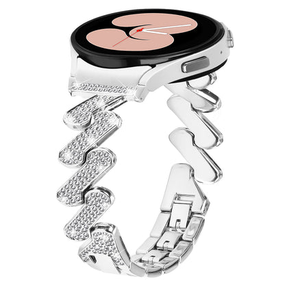 For Samsung Galaxy Watch4 40 / 44mm / Watch 5 40 / 44mm / Watch4 Classic 42 / 46mm Metal Rhinestone Watch Band with Connector