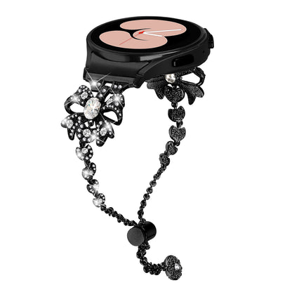 For Samsung Galaxy Watch6 40 / 44mm / Watch6 Classic 43 / 47mm Stainless Steel Watch Strap 20mm Rhinestone Bowknot Watchband