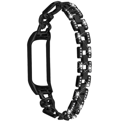 For Xiaomi Mi Band 7 Rhinestone Decor Alloy Watch Band with Watch Case
