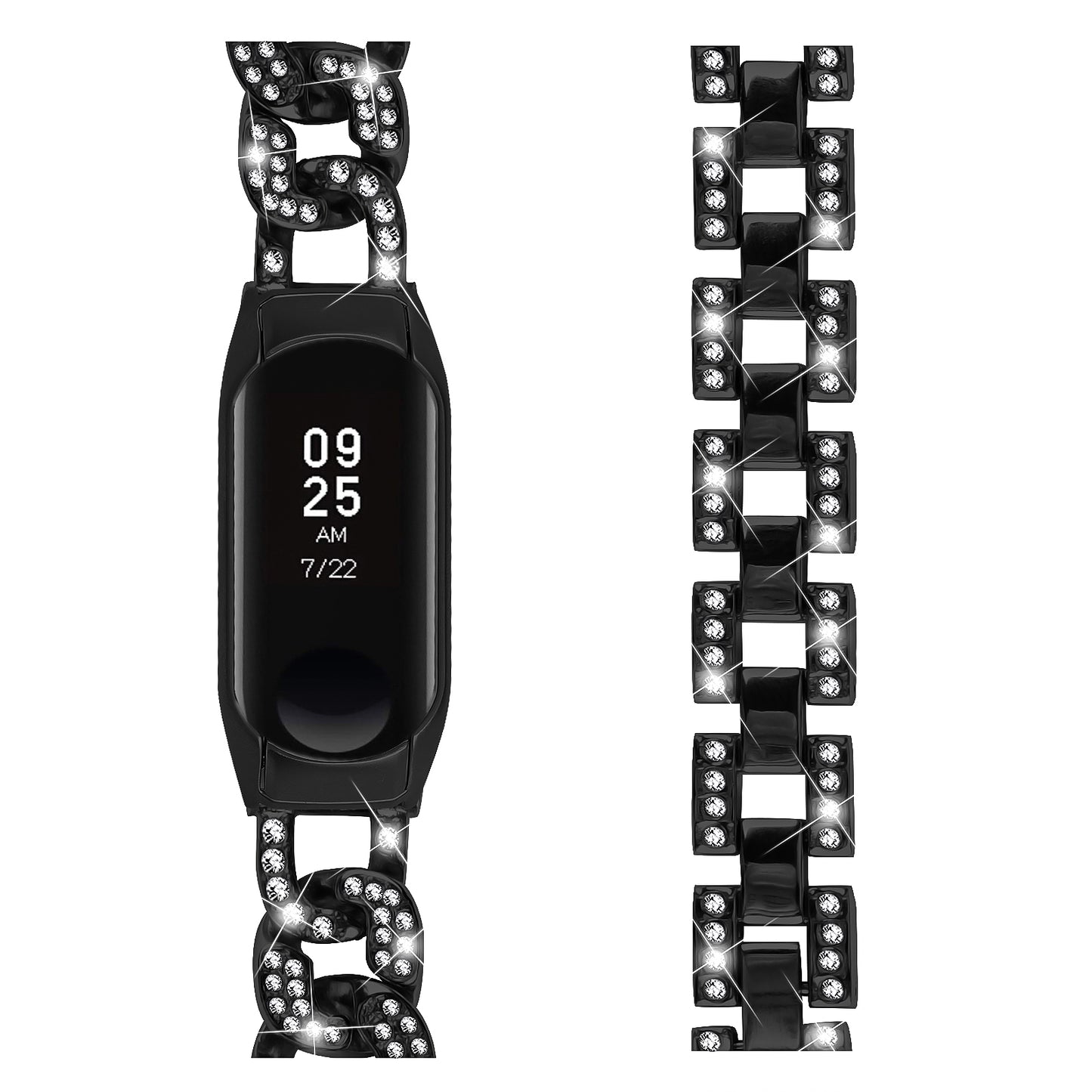 For Xiaomi Mi Band 7 Rhinestone Decor Alloy Watch Band with Watch Case