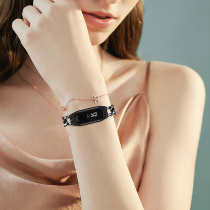For Xiaomi Mi Band 7 Rhinestone Decor Alloy Watch Band with Watch Case
