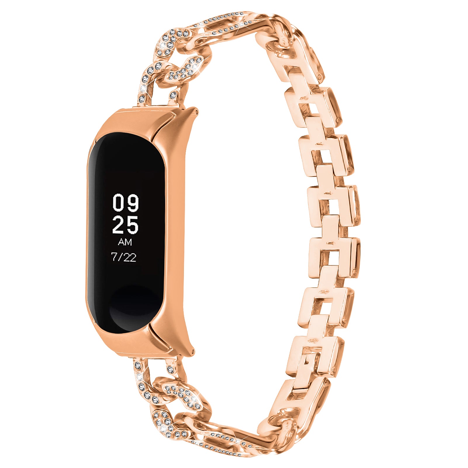 For Xiaomi Mi Band 7 Rhinestone Decor Alloy Watch Band with Watch Case