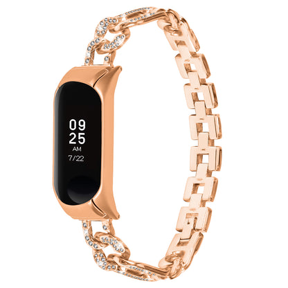 For Xiaomi Mi Band 7 Rhinestone Decor Alloy Watch Band with Watch Case