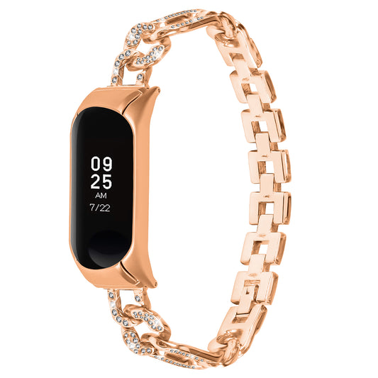 For Xiaomi Mi Band 7 Rhinestone Decor Alloy Watch Band with Watch Case