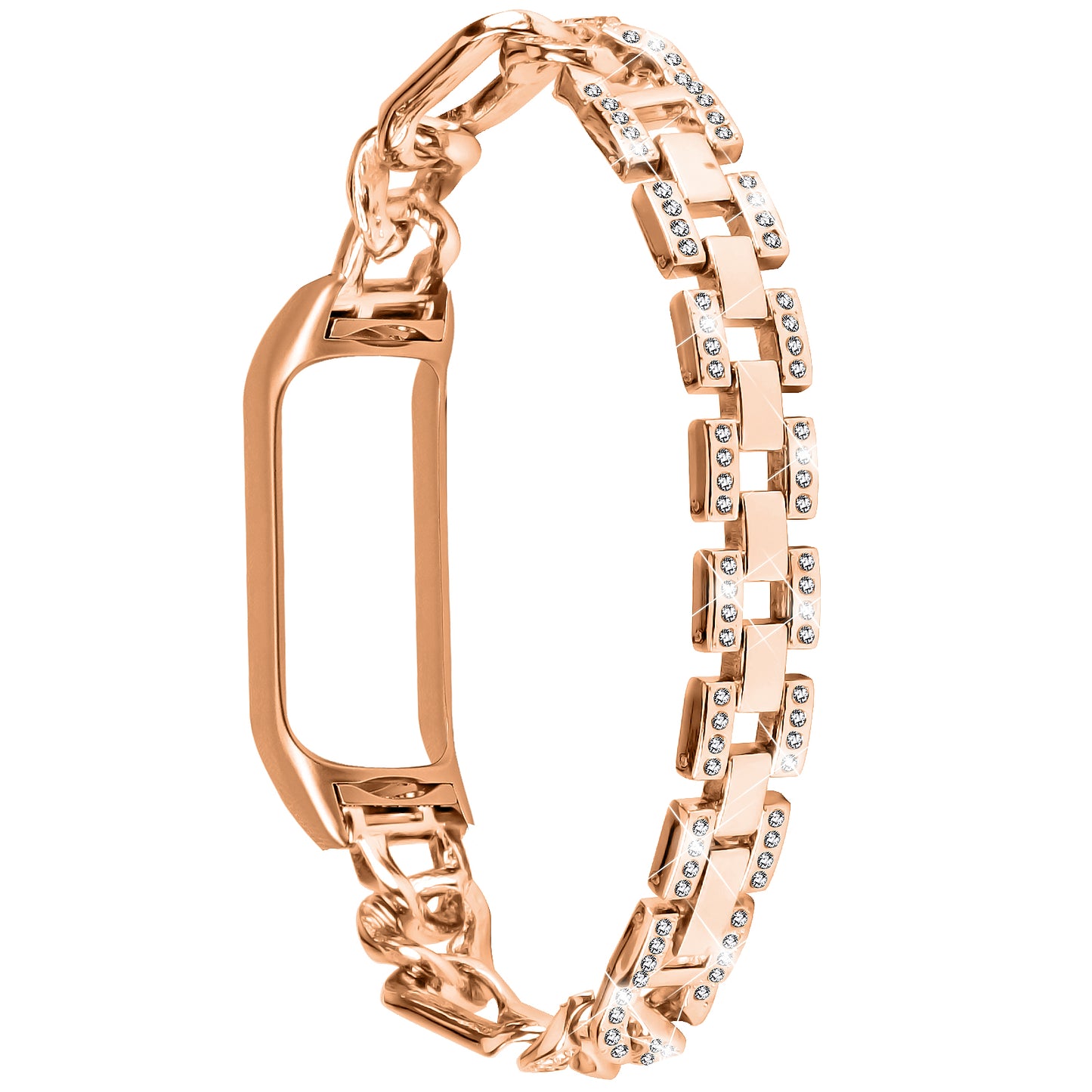For Xiaomi Mi Band 7 Rhinestone Decor Alloy Watch Band with Watch Case