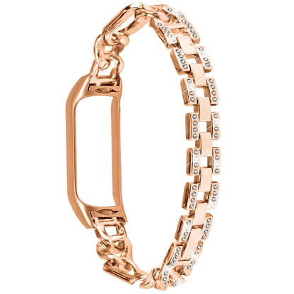 For Xiaomi Mi Band 7 Rhinestone Decor Alloy Watch Band with Watch Case