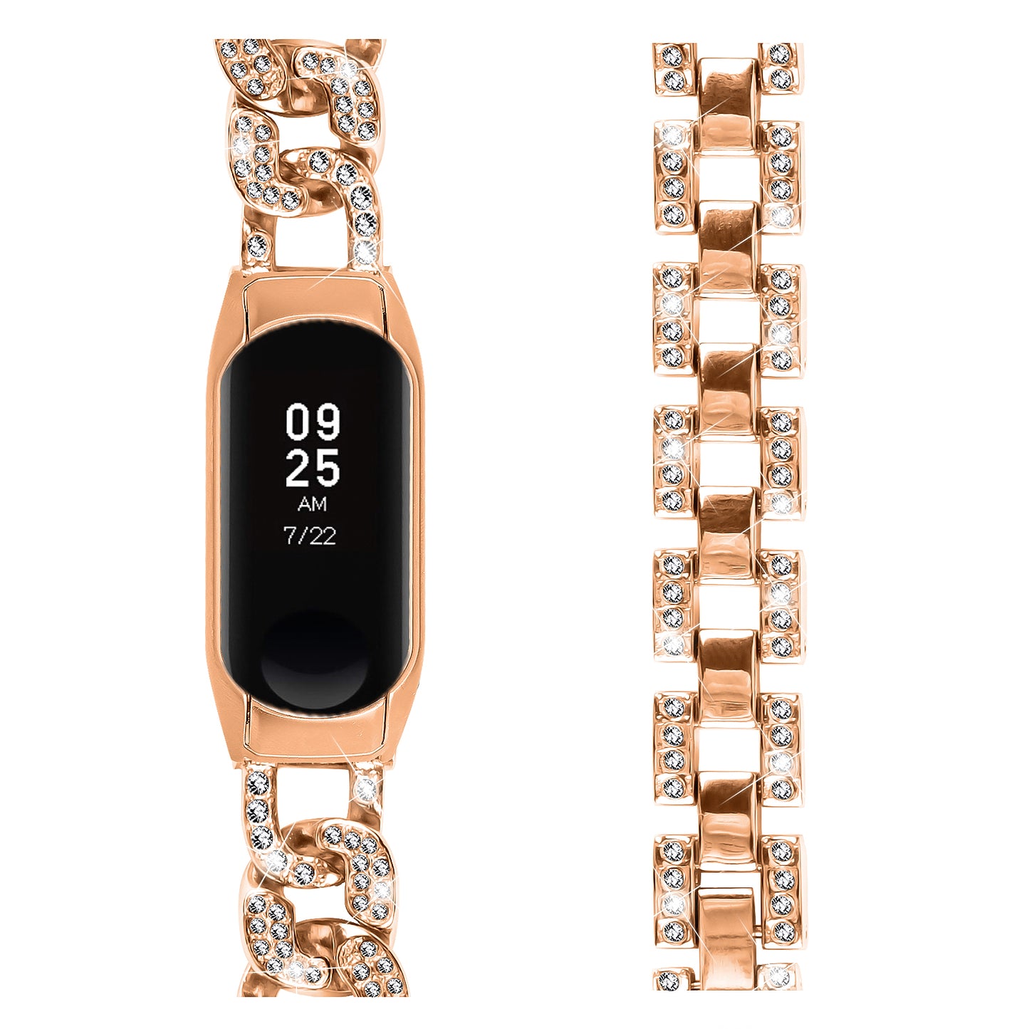 For Xiaomi Mi Band 7 Rhinestone Decor Alloy Watch Band with Watch Case