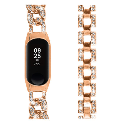 For Xiaomi Mi Band 7 Rhinestone Decor Alloy Watch Band with Watch Case