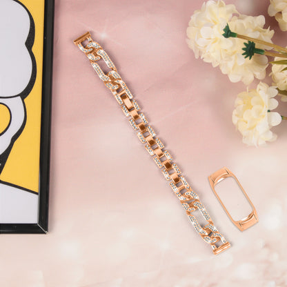 For Xiaomi Mi Band 7 Rhinestone Decor Alloy Watch Band with Watch Case