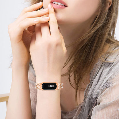 For Xiaomi Mi Band 7 Rhinestone Decor Alloy Watch Band with Watch Case