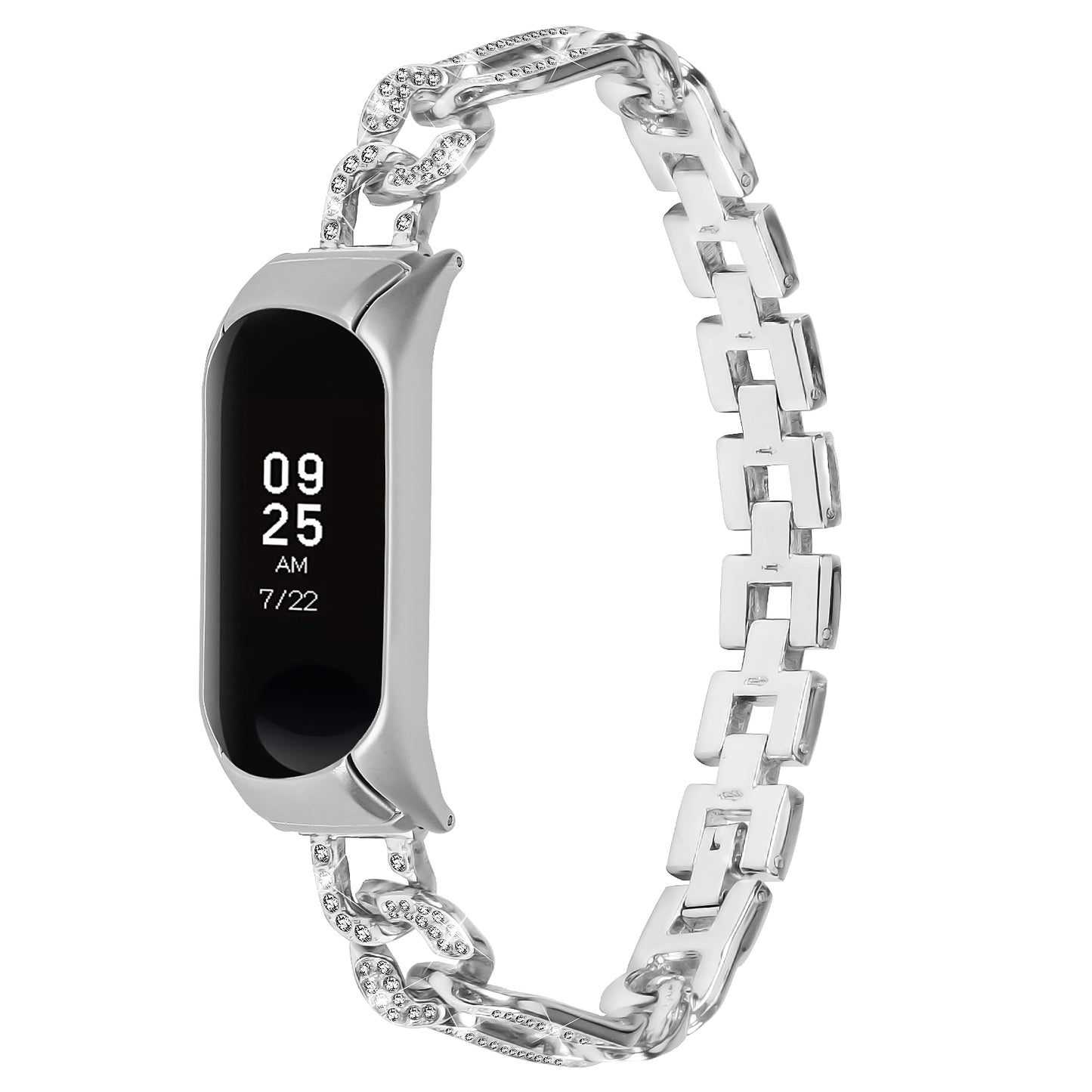 For Xiaomi Mi Band 7 Rhinestone Decor Alloy Watch Band with Watch Case