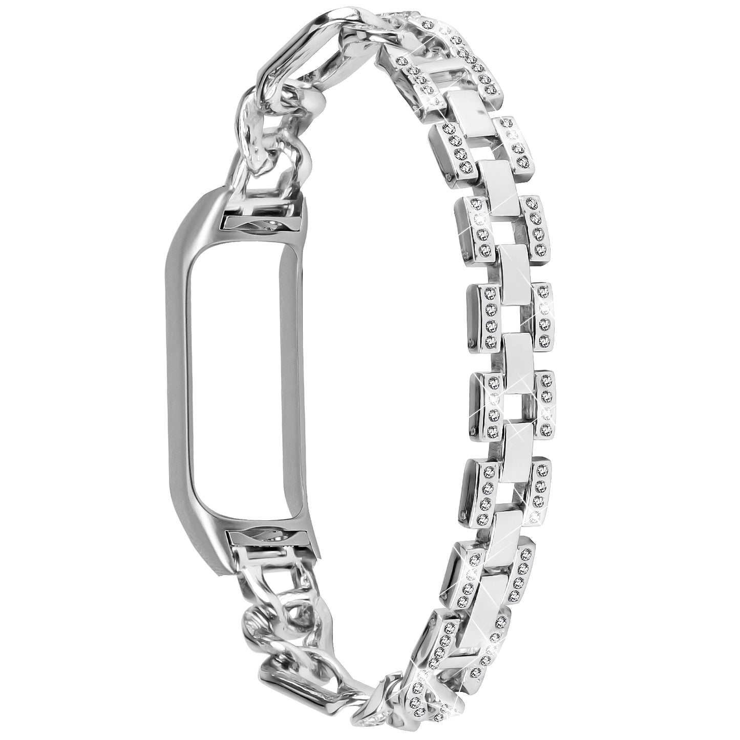 For Xiaomi Mi Band 7 Rhinestone Decor Alloy Watch Band with Watch Case