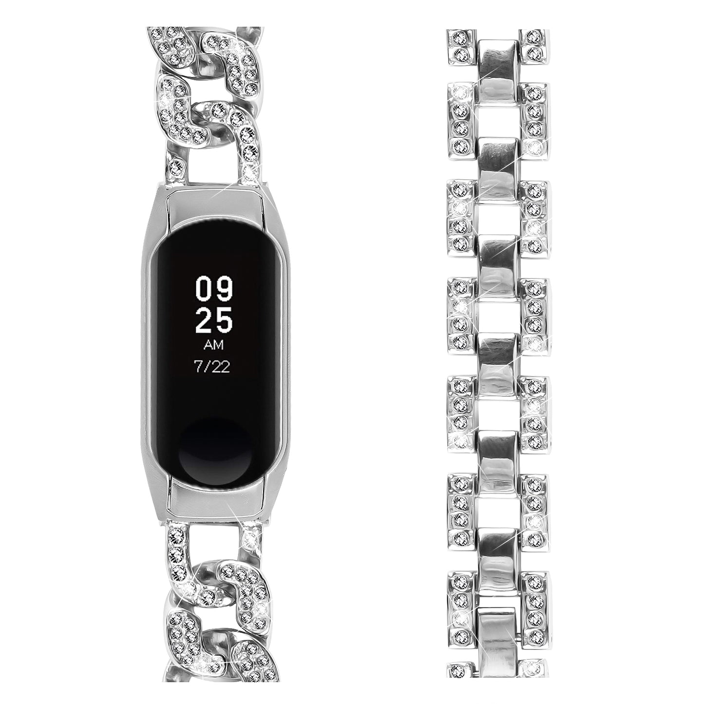 For Xiaomi Mi Band 7 Rhinestone Decor Alloy Watch Band with Watch Case