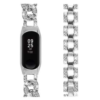 For Xiaomi Mi Band 7 Rhinestone Decor Alloy Watch Band with Watch Case