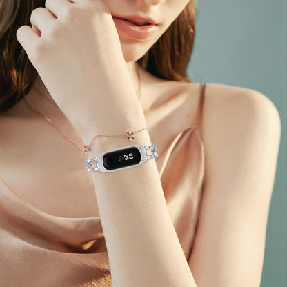 For Xiaomi Mi Band 7 Rhinestone Decor Alloy Watch Band with Watch Case