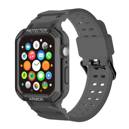 For Apple Watch Series 8 / 7 45mm / 6 / 5 / 4 / SE / SE (2022) 44mm 2-in-1 TPU Watchband Watch Case with PC Top Cover
