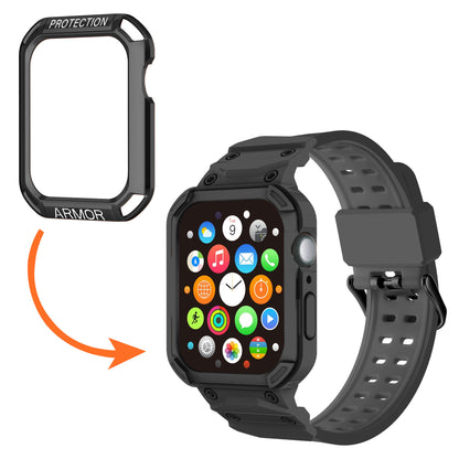 For Apple Watch Series 8 / 7 45mm / 6 / 5 / 4 / SE / SE (2022) 44mm 2-in-1 TPU Watchband Watch Case with PC Top Cover